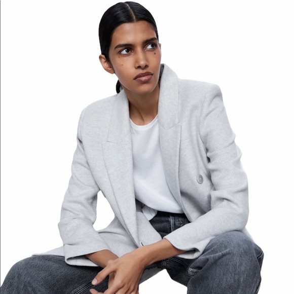 Zara Grey Double Breasted Coat - Picture 2 of 10